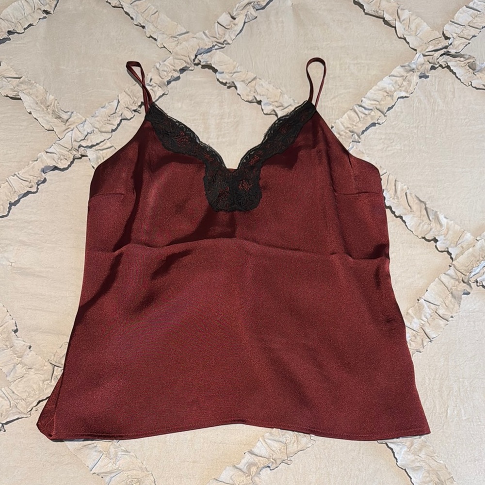 NWT Express Burgundy Lace Trim Cami Top